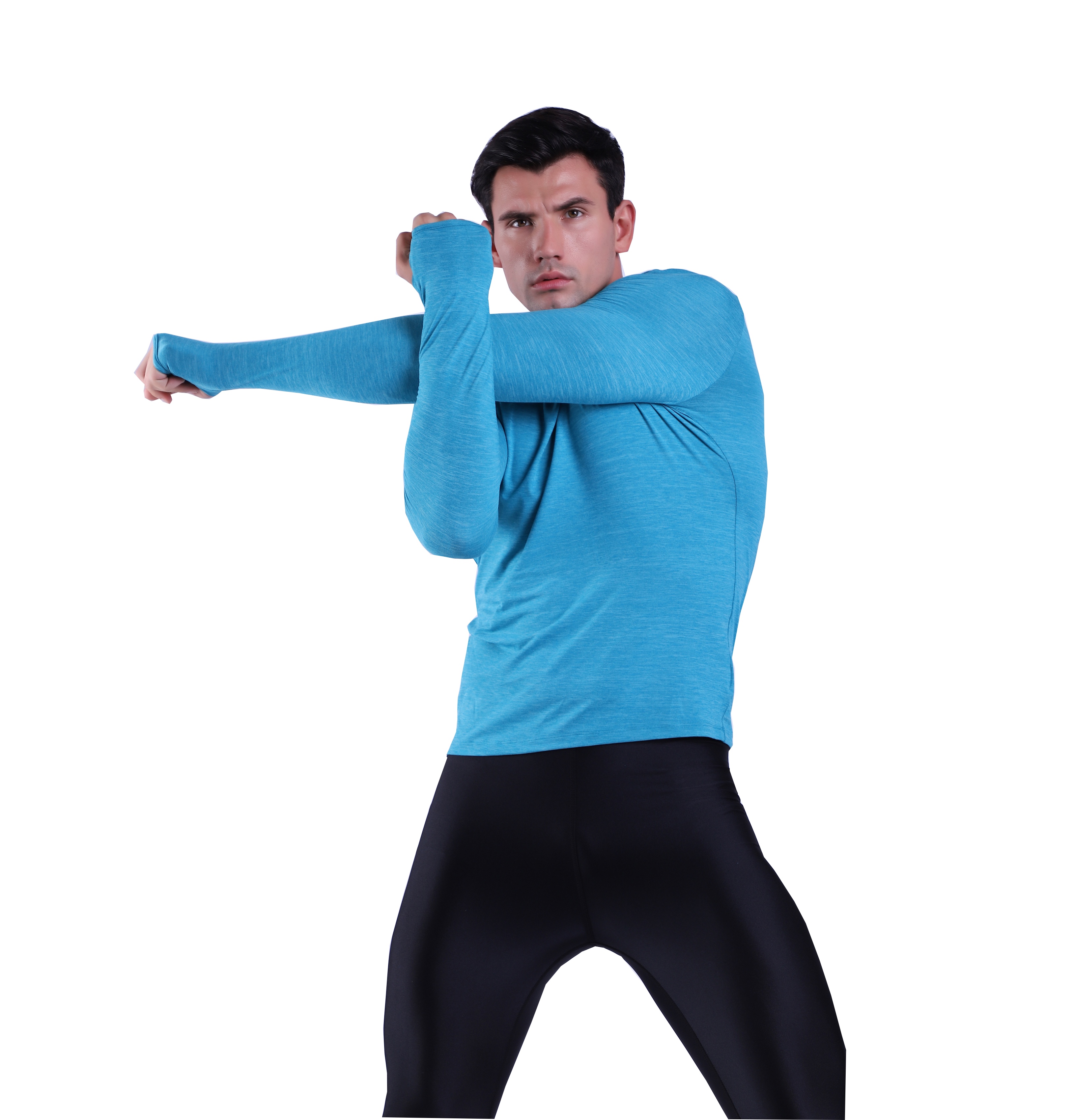 Camiseta de running transpirable de manga larga de compresión para hombre