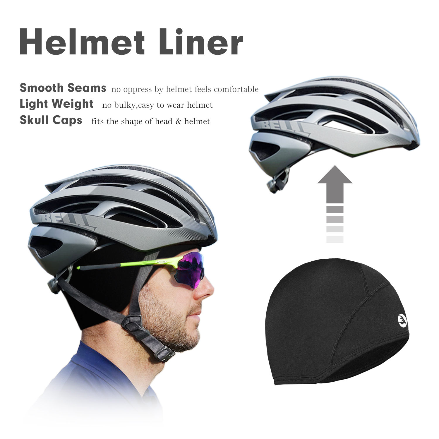 Sombreros térmicos para correr Cubre Orejas Gorra de calavera Forro de casco de ciclismo Gorro de color sólido Unisex