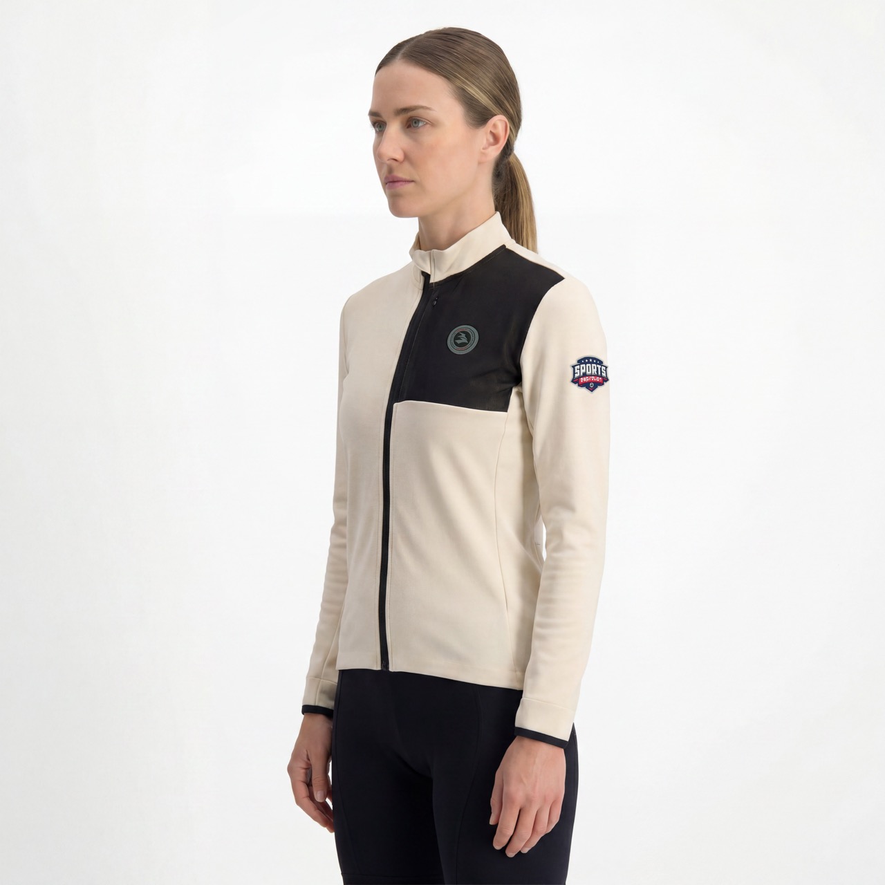 Chaqueta ciclista con bolsillo y ribete de malla para mujer