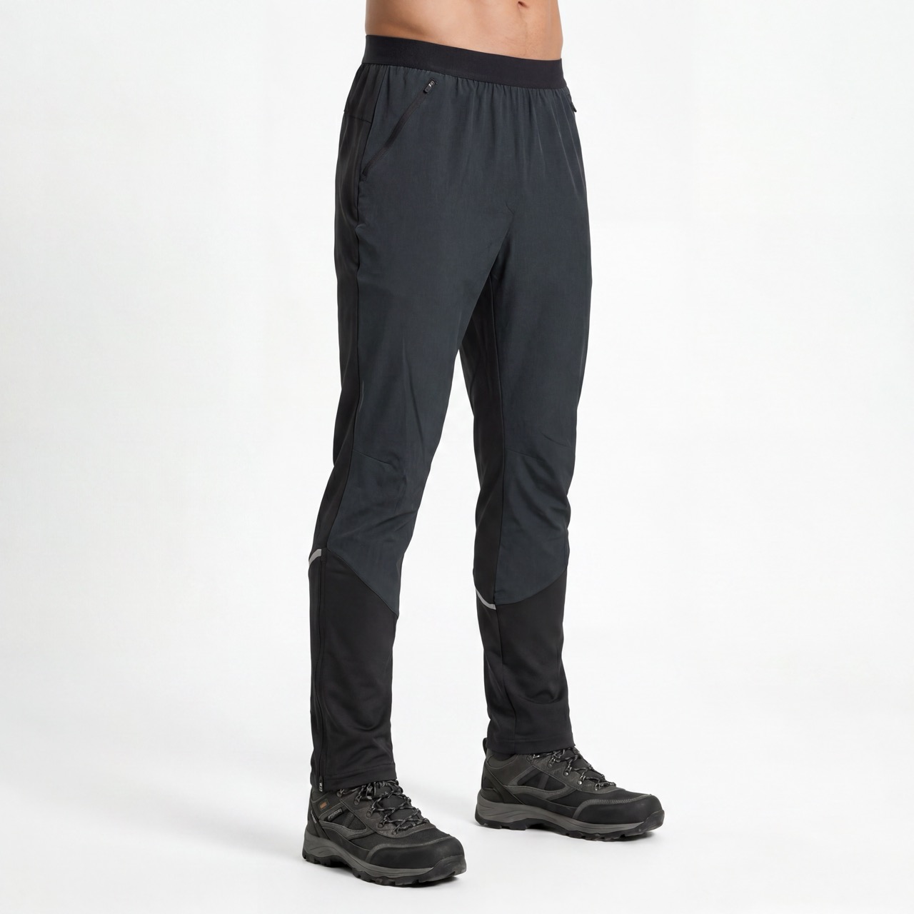 Pantalón activo con ribetes reflectantes y bloques de color con cintura elástica estirada para hombre