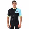 Jersey ciclista de cuello alto y manga corta raglán con adornos reflectantes