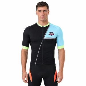 Jersey ciclista de cuello alto y manga corta raglán con adornos reflectantes
