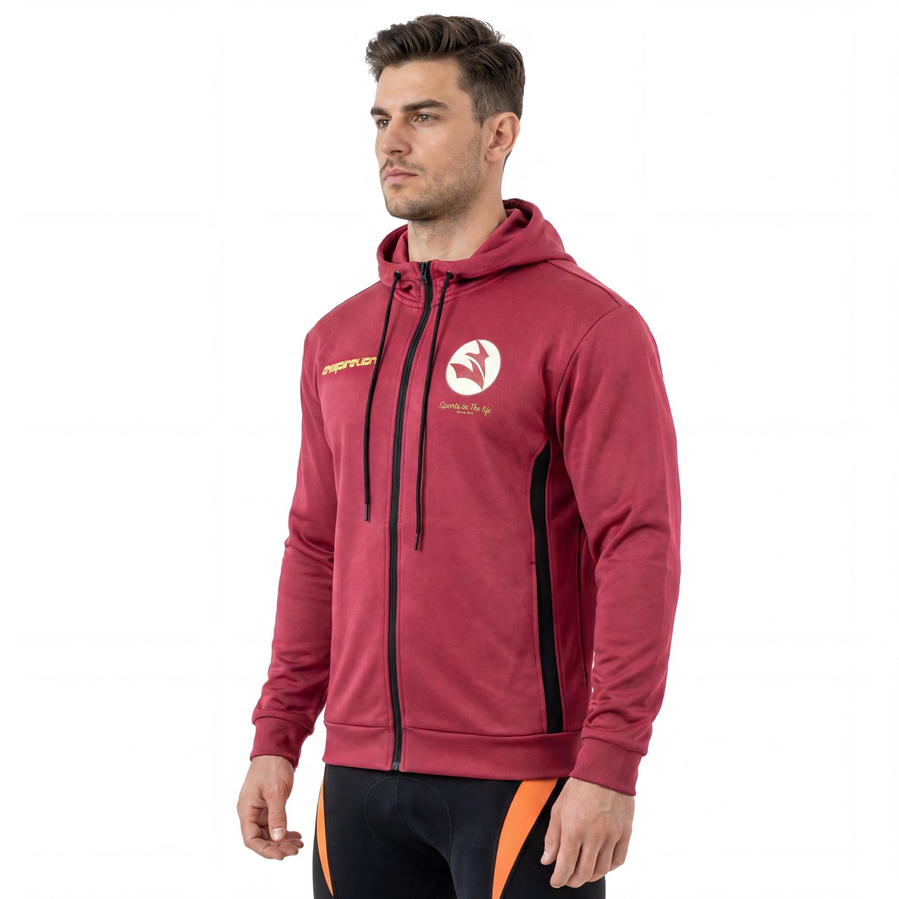 Sudadera con capucha deportiva extragrande con estampado de logo y cremallera para hombre 