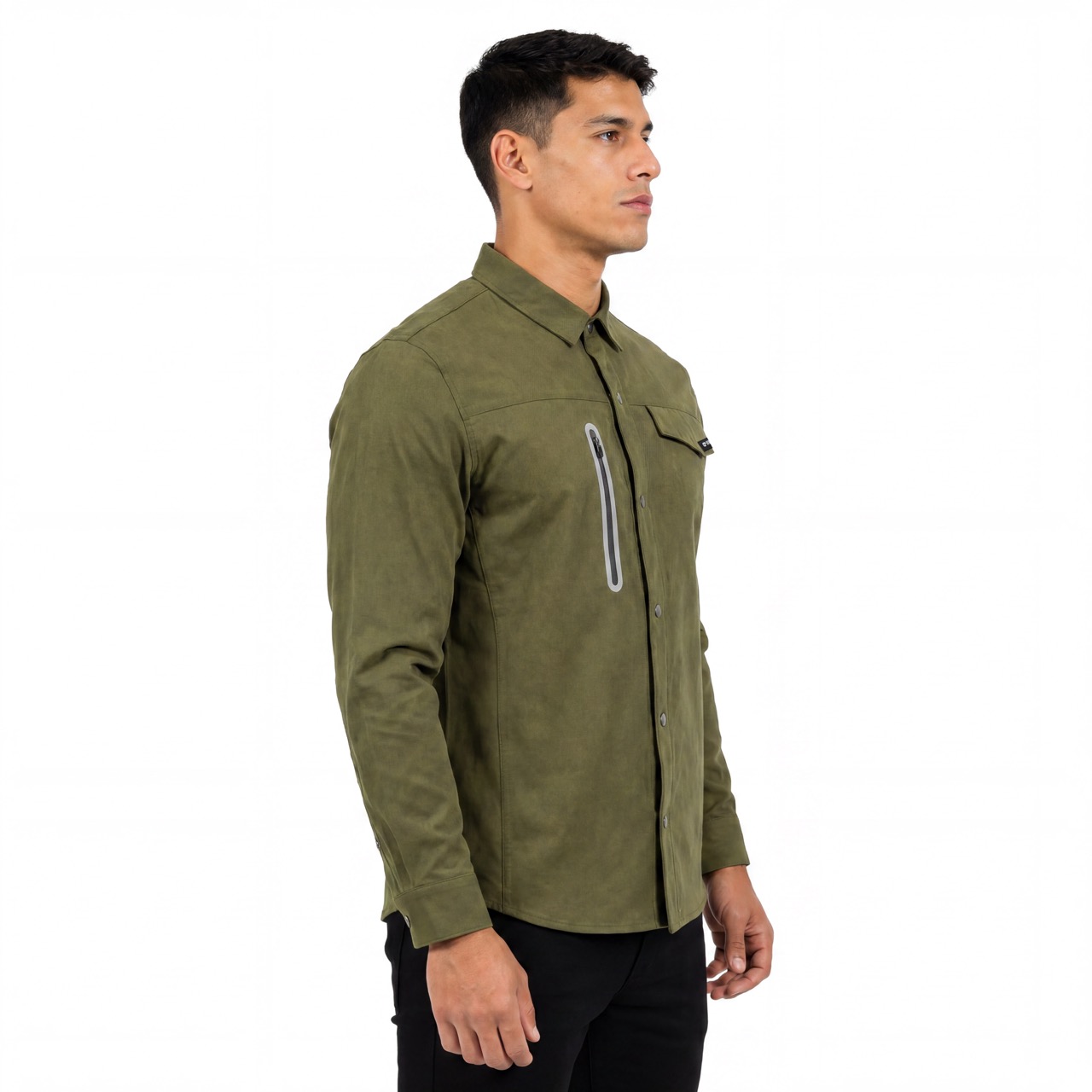 Camisa de trekking con bolsillo reflectante sellado y cremallera para hombre