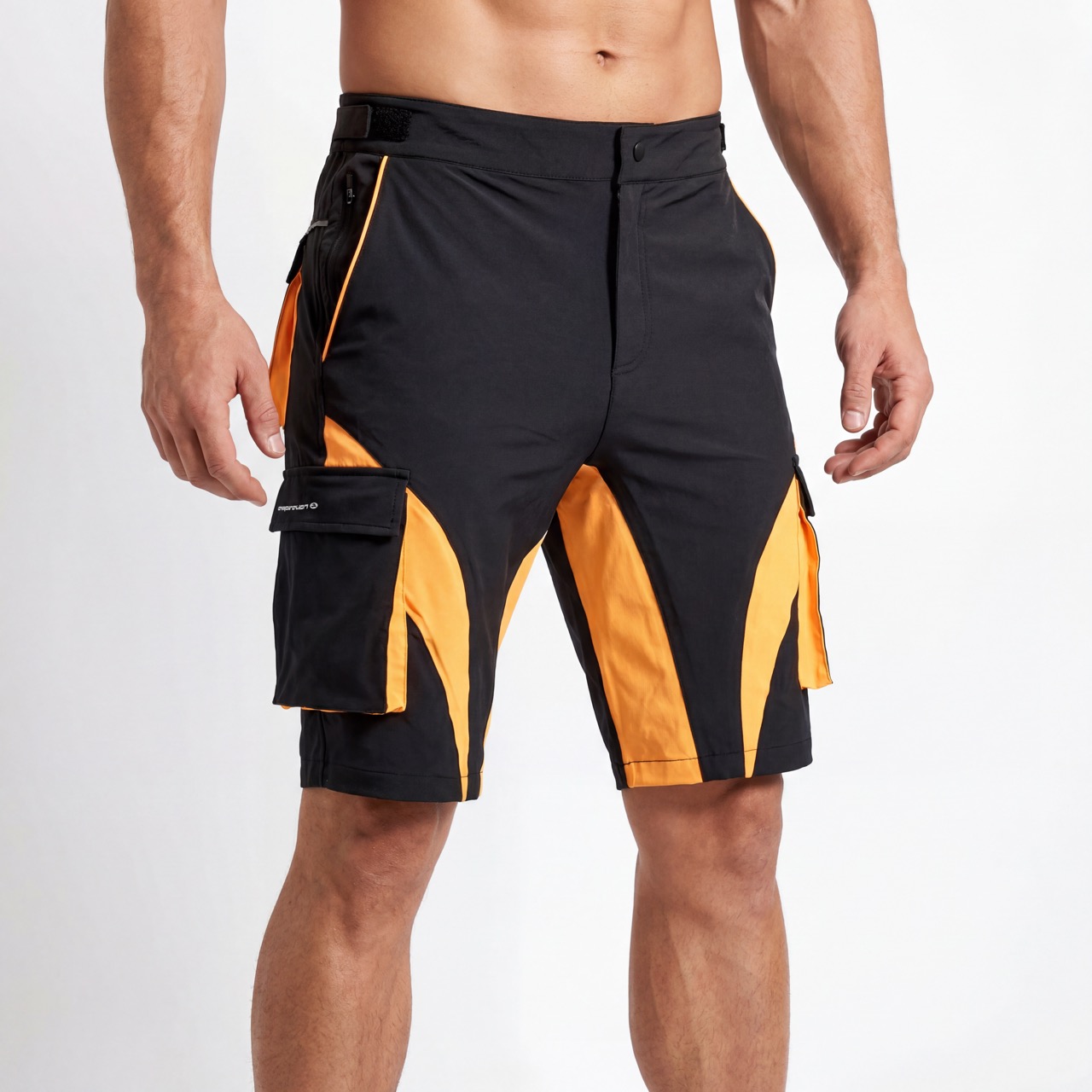 Pantalón corto deportivo informal con 7 bolsillos con cremallera para hombre