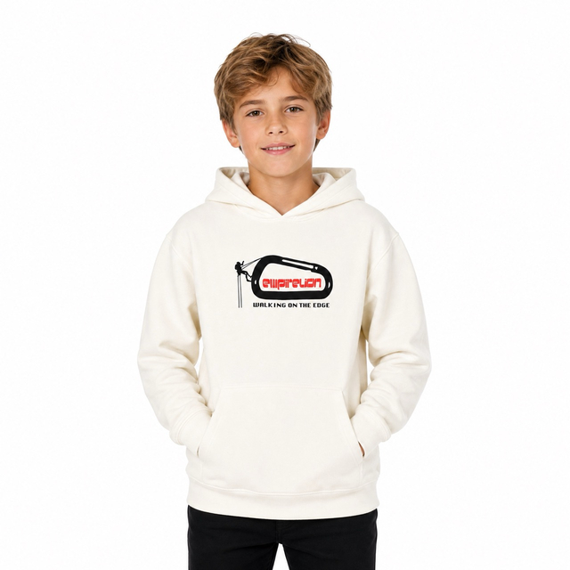 Sudadera con capucha y hombros descubiertos con estampado de escalada en roca para niños