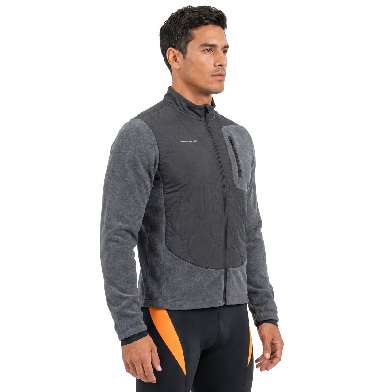 Chaqueta de ciclismo de forro polar cálido con paneles acolchados para hombre