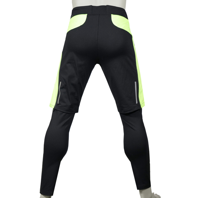 Bloque de color de acolchado al aire libre a prueba de viento para hombres 2 en 1 pantalón de cintura ajustable