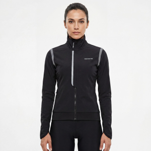 Chaqueta ciclista con ribetes reflectantes y cuello alto para mujer