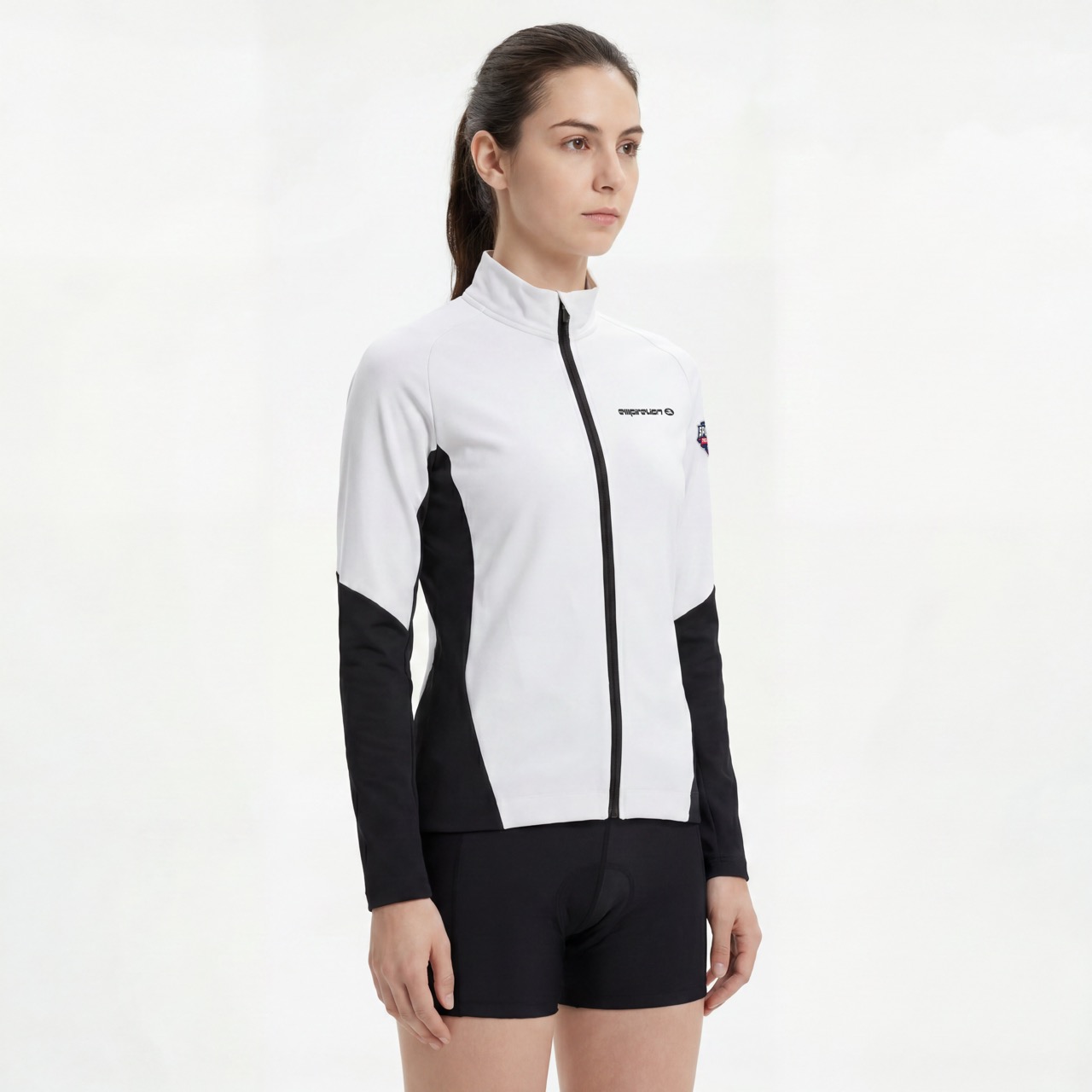 Chaqueta de moda deportiva con ribete reflectante y bloques de color para mujer