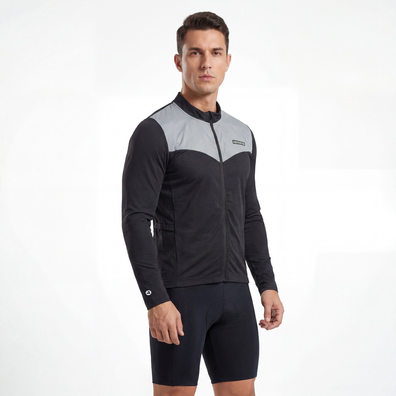 Chaqueta ciclista para correr con cremallera y panel reflectante
