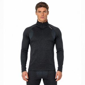 Camisetas térmicas de entrenamiento con media cremallera y forro polar interior teñido con paneles para hombre