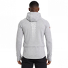 Chaqueta con capucha para hombre con tapeta diagonal y cuello alto con doble cremallera y mangas raglán
