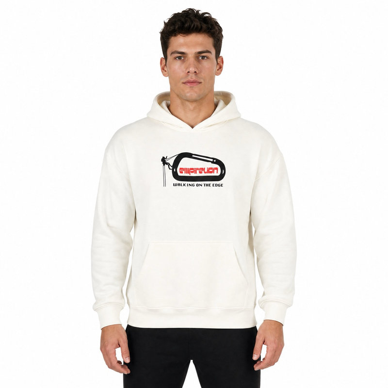 Sudadera con capucha y hombros descubiertos con estampado de escalada en roca para hombre