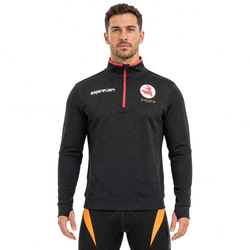Tops tipo jersey deportivos con ribete de ribete y media cremallera para hombre