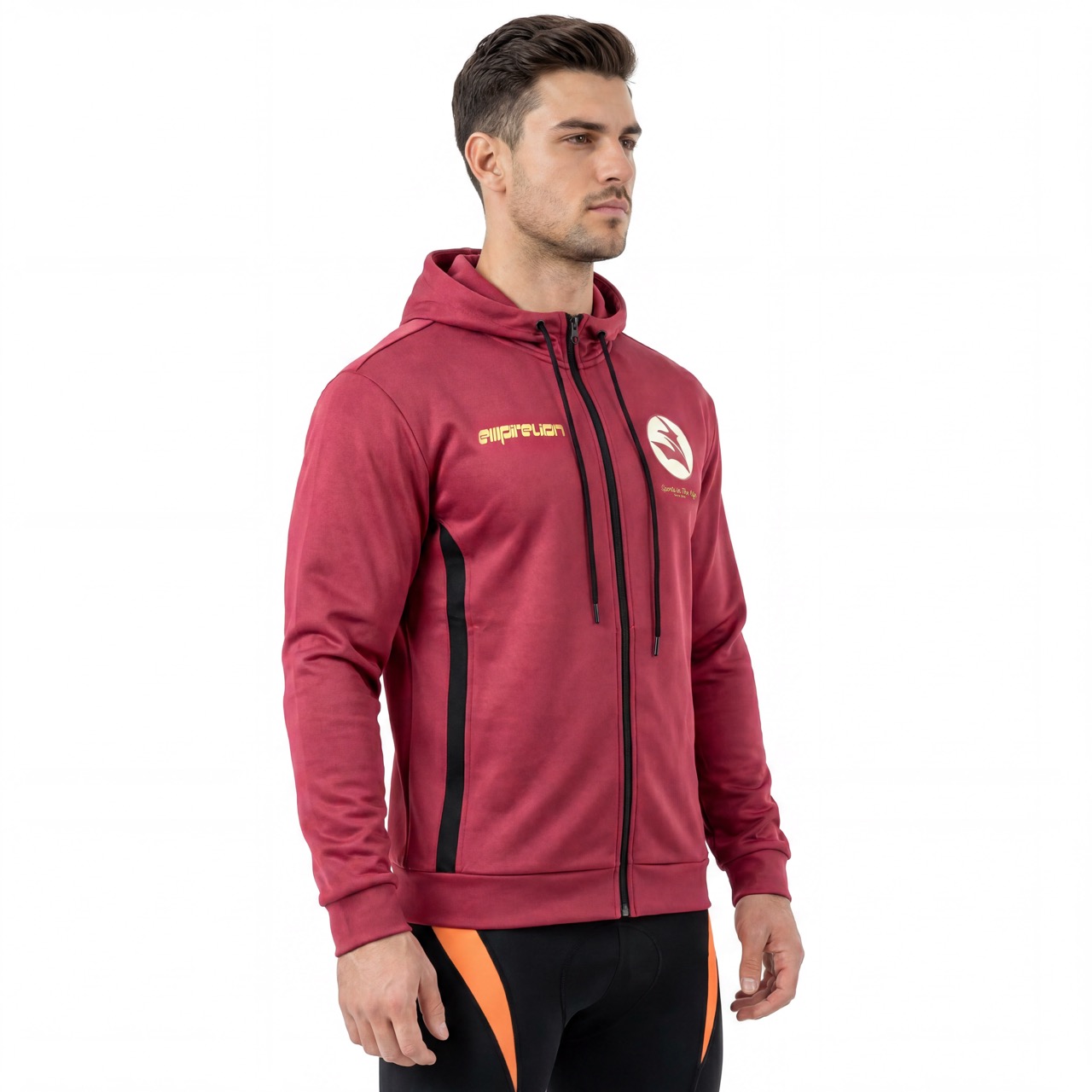 Sudadera con capucha deportiva extragrande con estampado de logo y cremallera para hombre 