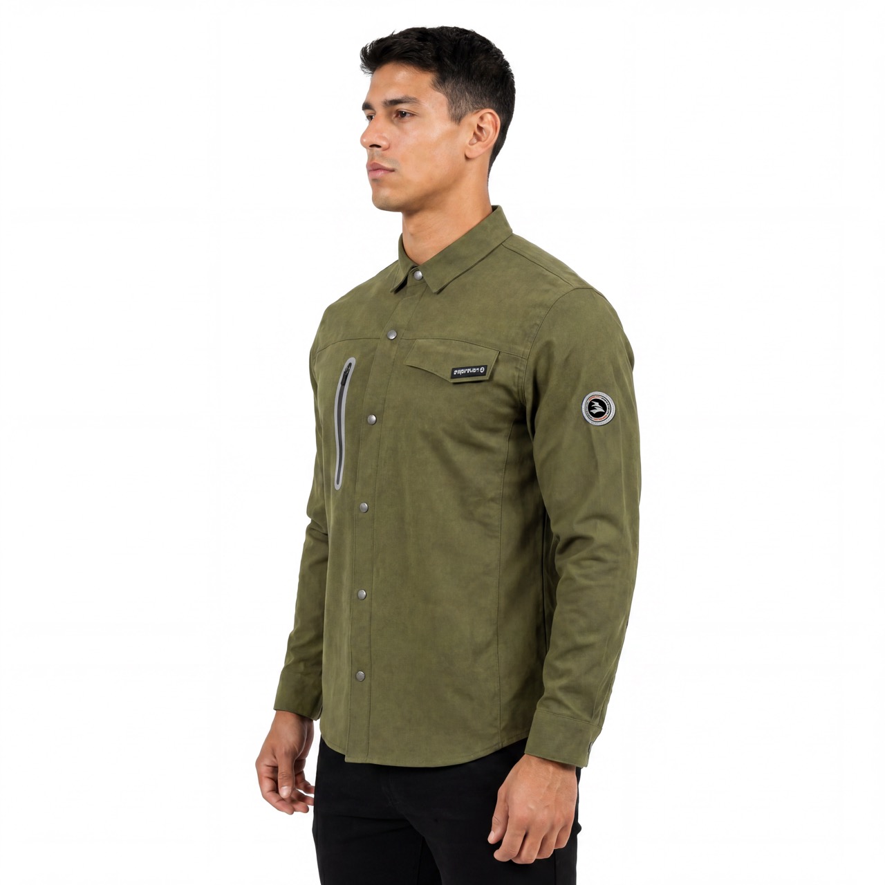 Camisa de trekking con bolsillo reflectante sellado y cremallera para hombre
