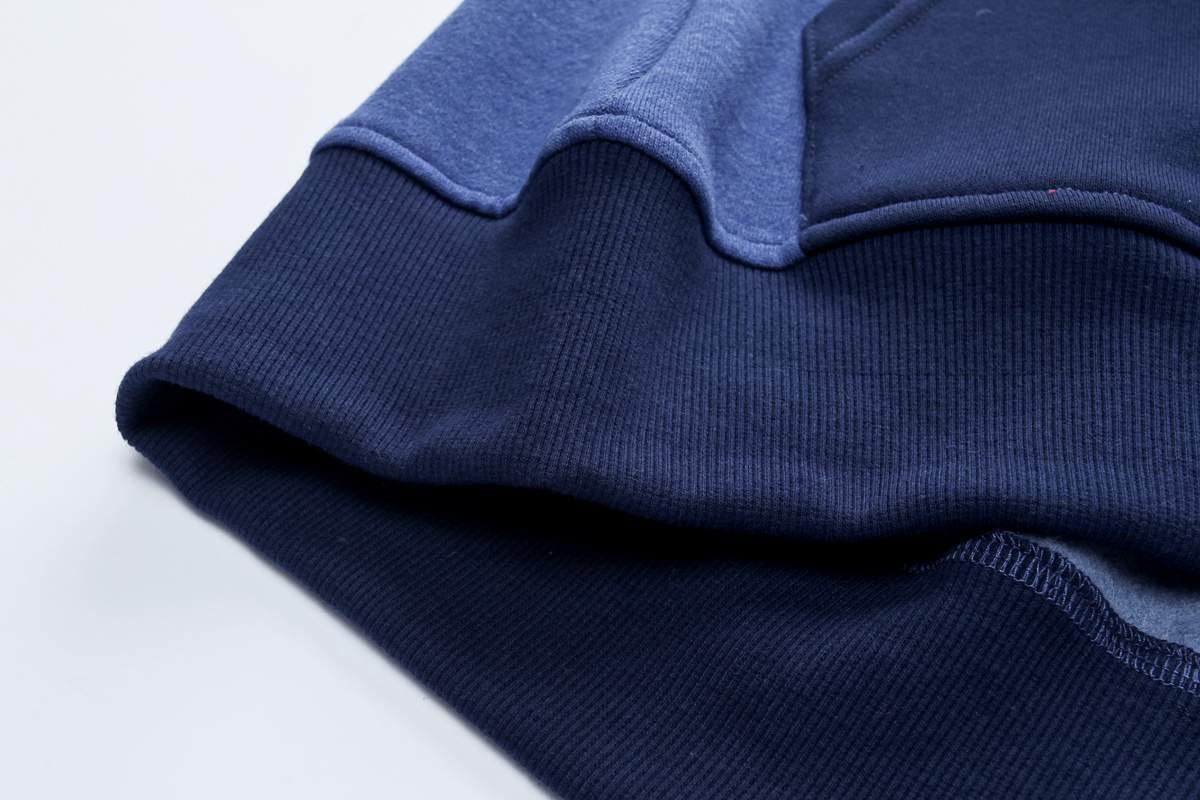 Contrast Hem Rib & Kangaroo Pocket