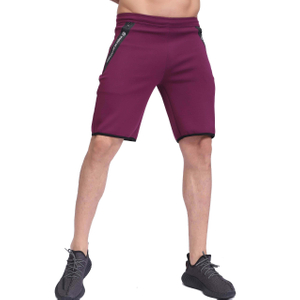 Bolsillos con cremallera elástica de la cintura para hombres pantalones cortos deportivos pantalones cortos