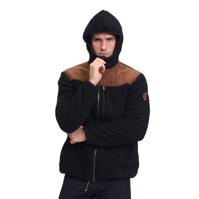 Sudadera con capucha táctica militar de invierno con parches de pana de forro polar pesado para hombre
