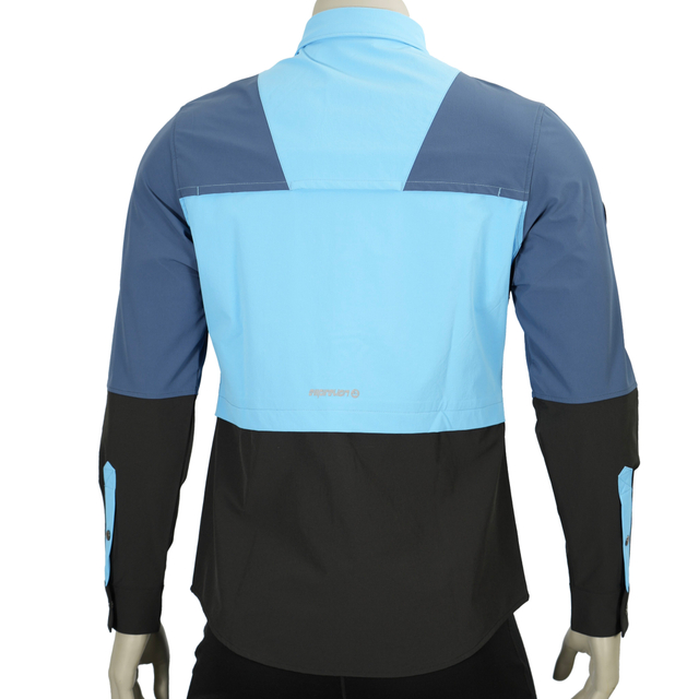 Paneles de contraste de campamento para hombres se enfría en la espalda y la vela de la axila que coloca camisetas con cremallera