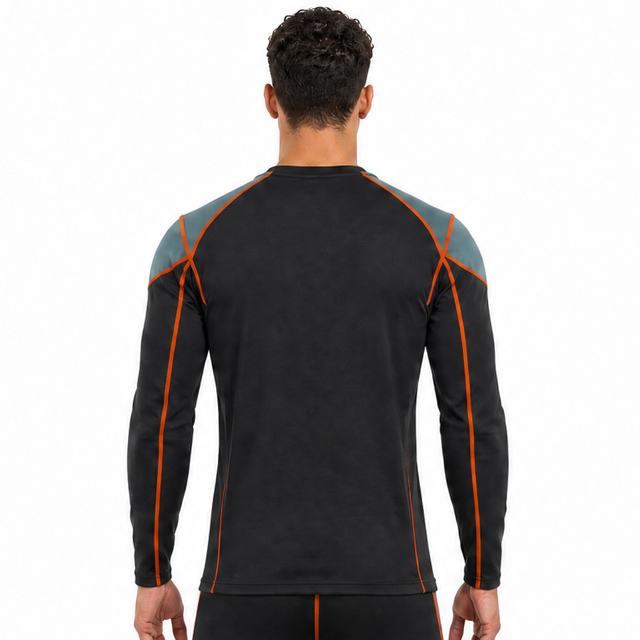 VMTR Camisetas de manga larga con capa base y bloques de color para hombre