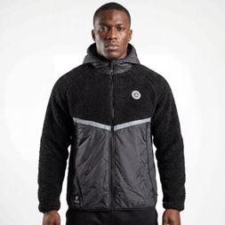Chaqueta con capucha para exteriores de invierno con ribete reflectante y panel acolchado Sherpa consolidado para hombre