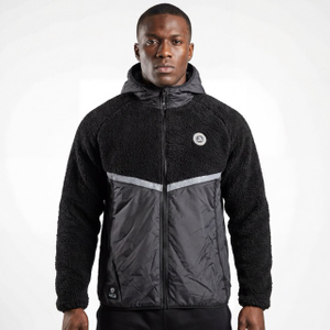 Chaqueta con capucha para exteriores de invierno con ribete reflectante y panel acolchado Sherpa consolidado para hombre