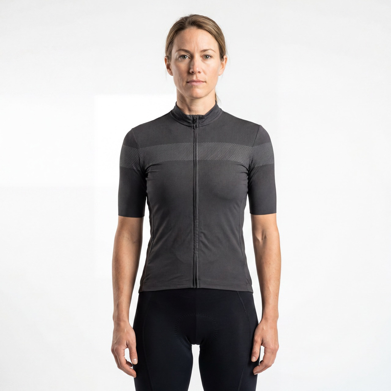 Maillot ciclista de manga corta con estampado reflectante para mujer