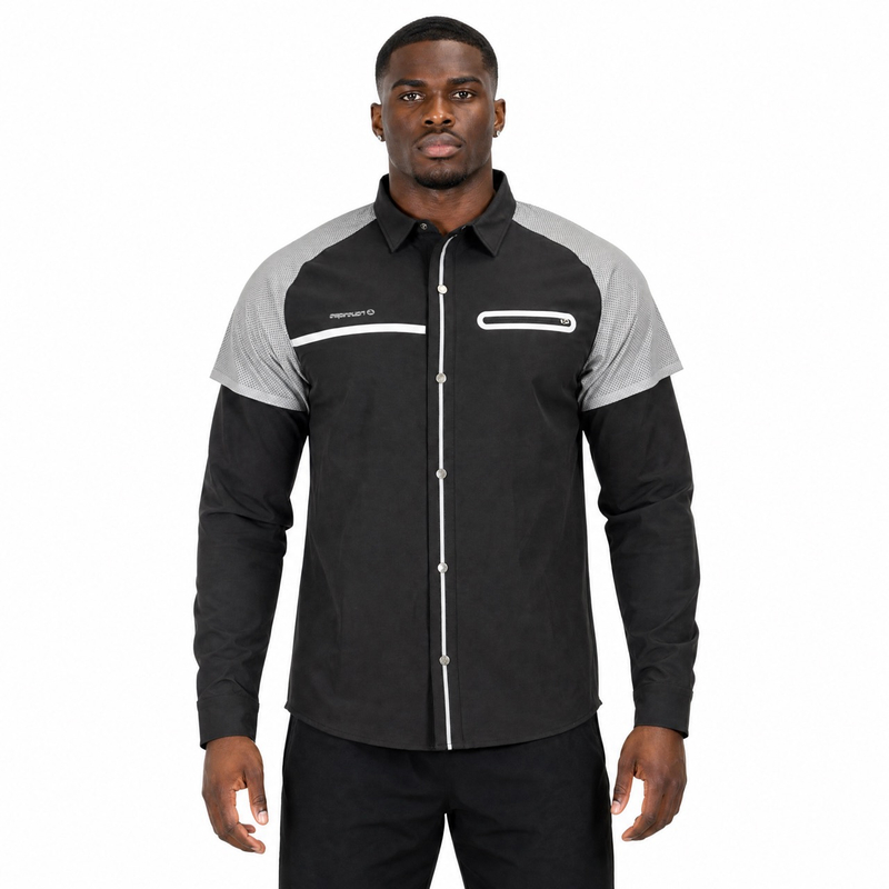 Camisas con ribetes reflectantes para hombre, senderismo nocturno, Camping, pesca, bolsillo sellado con cremallera, broches