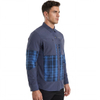 Camisas de senderismo con bolsillos de parche y cremallera con panel a cuadros para hombre