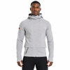 Chaqueta con capucha para hombre con tapeta diagonal y cuello alto con doble cremallera y mangas raglán