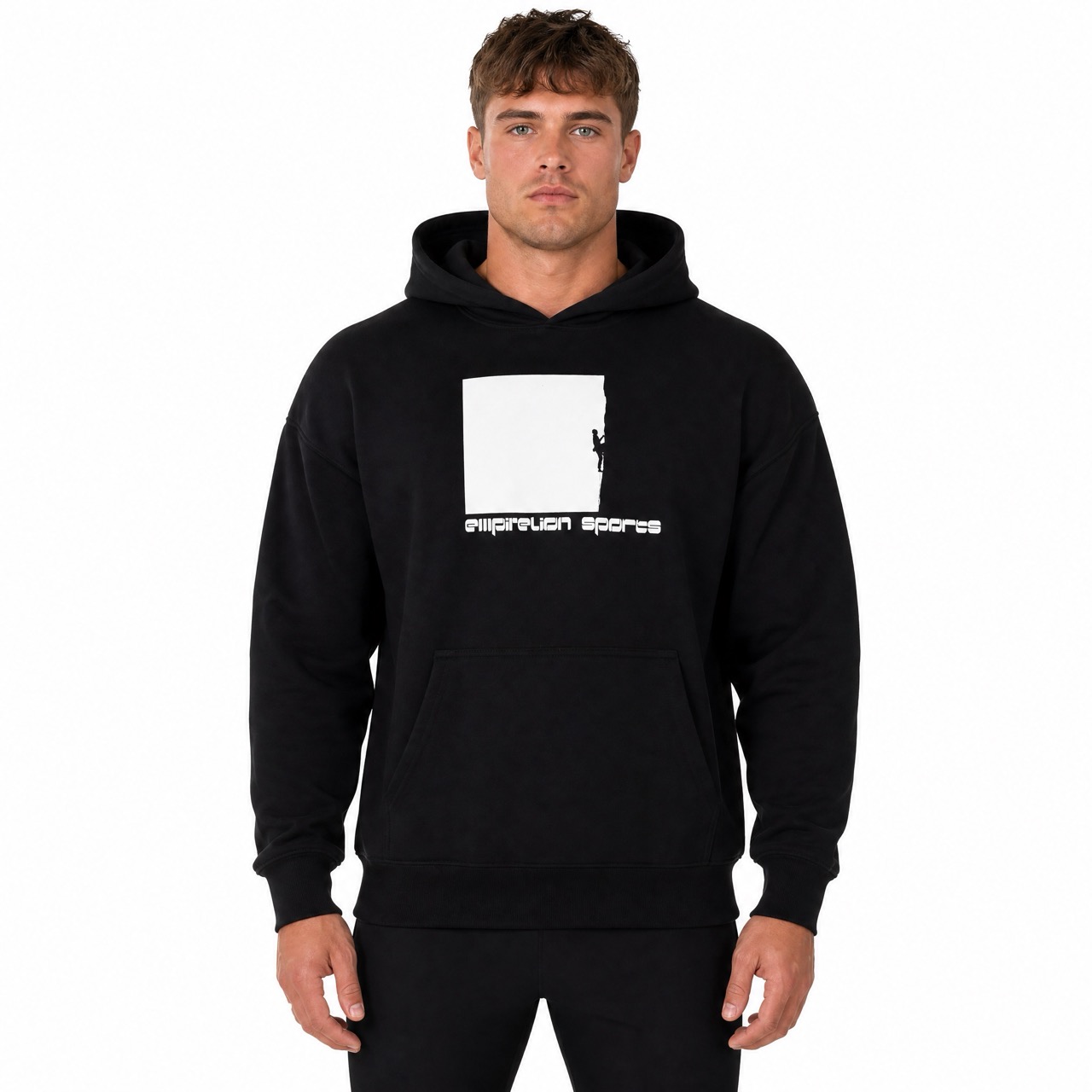 Sudadera con capucha y hombros descubiertos con estampado de escalada en roca para hombre