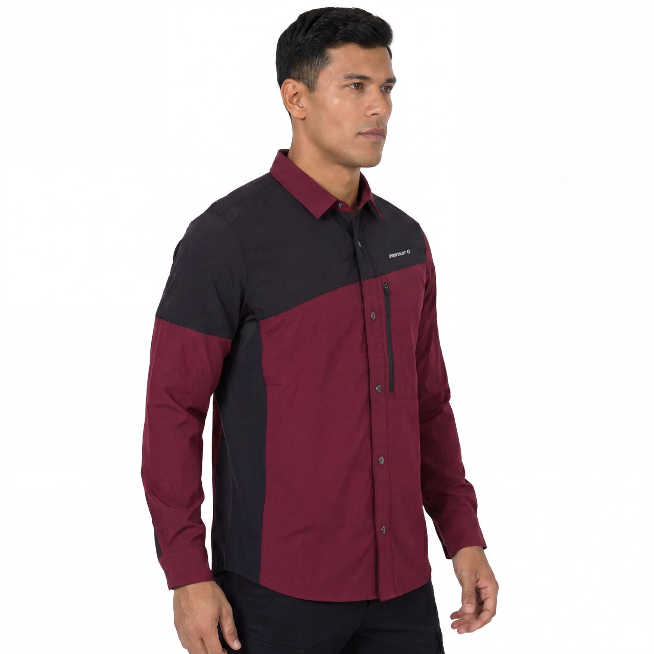 Camisas con bolsillo con cremallera y bloques de color para senderismo, senderismo y acampada para hombre