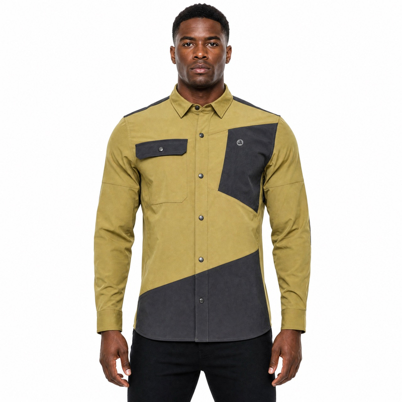 Camisas de senderismo para hombre Tops de trekking con bolsillo con parche y cremallera