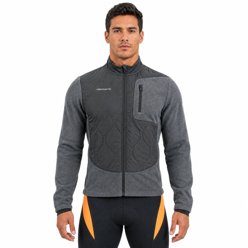 Chaqueta de ciclismo de forro polar cálido con paneles acolchados para hombre