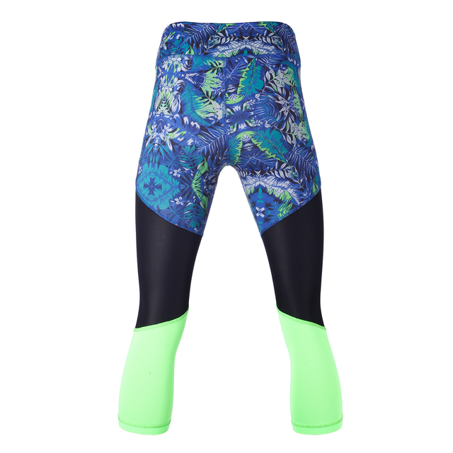 Entrenamiento femenino Control de barriga de capri atlético impreso que funciona con legging