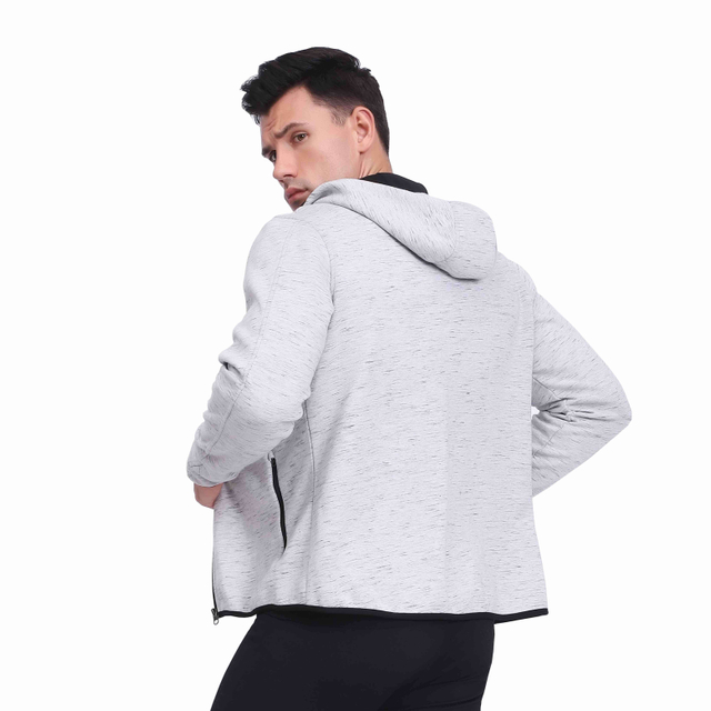 Cremallera unida para hombres a través de la capucha de vellón chaqueta caliente