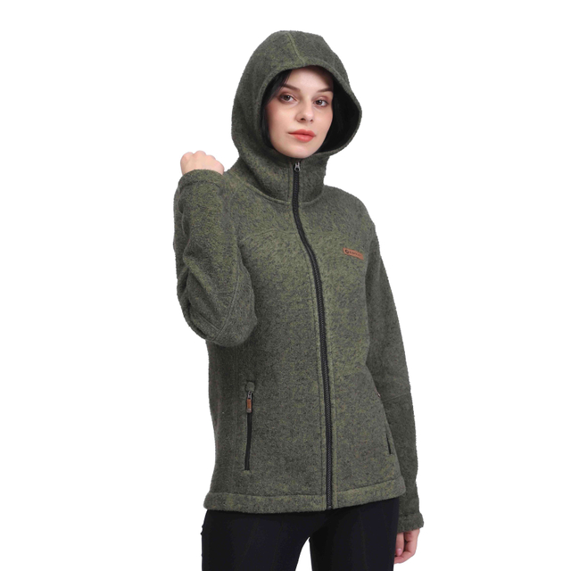 Sudadera con capucha térmica de forro polar pesado con cremallera completa para mujer