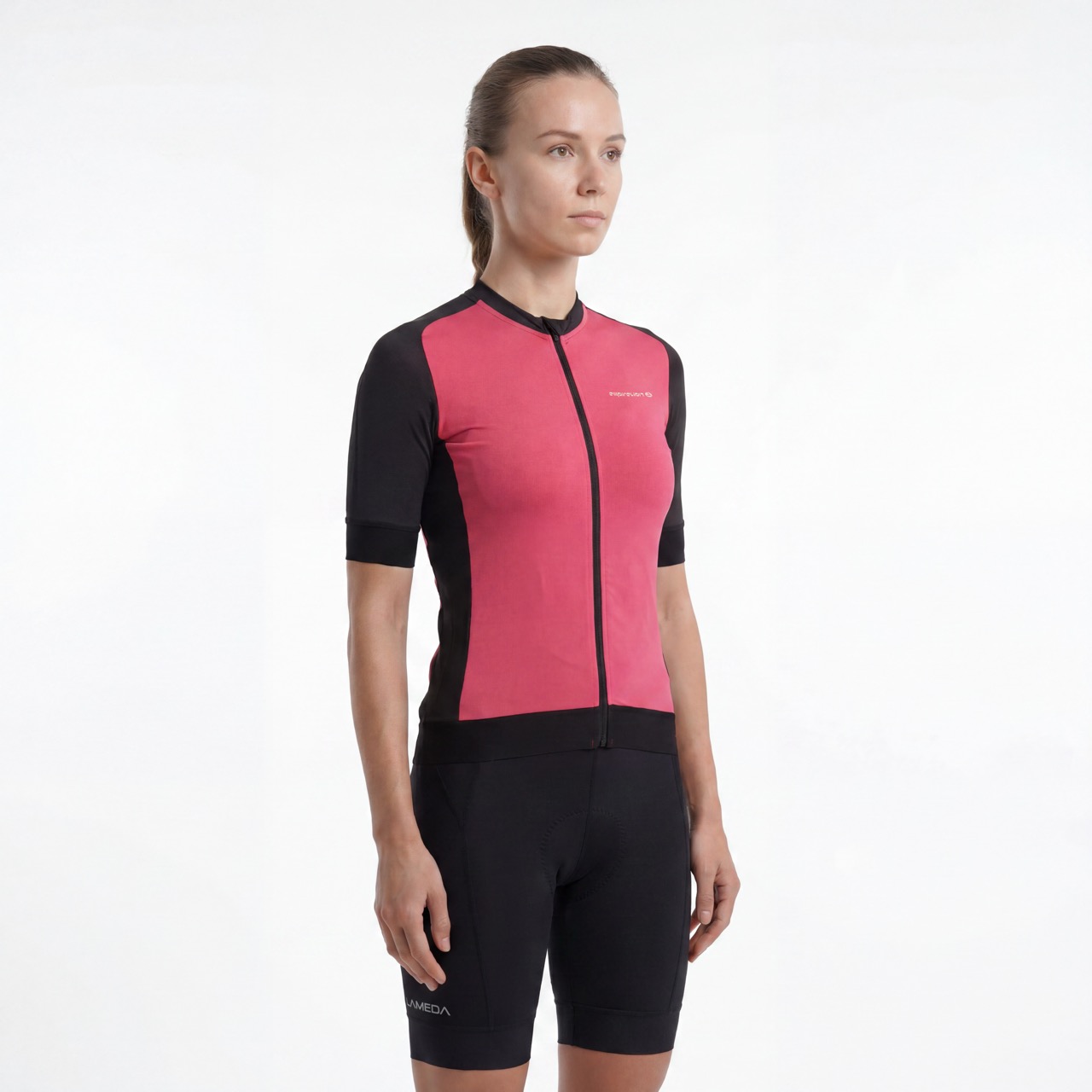 Maillot ciclista de manga corta con bloques de color para mujer