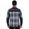 Camisas de senderismo con yugo con agujeros y corte láser a cuadros teñidos en hilo para hombre