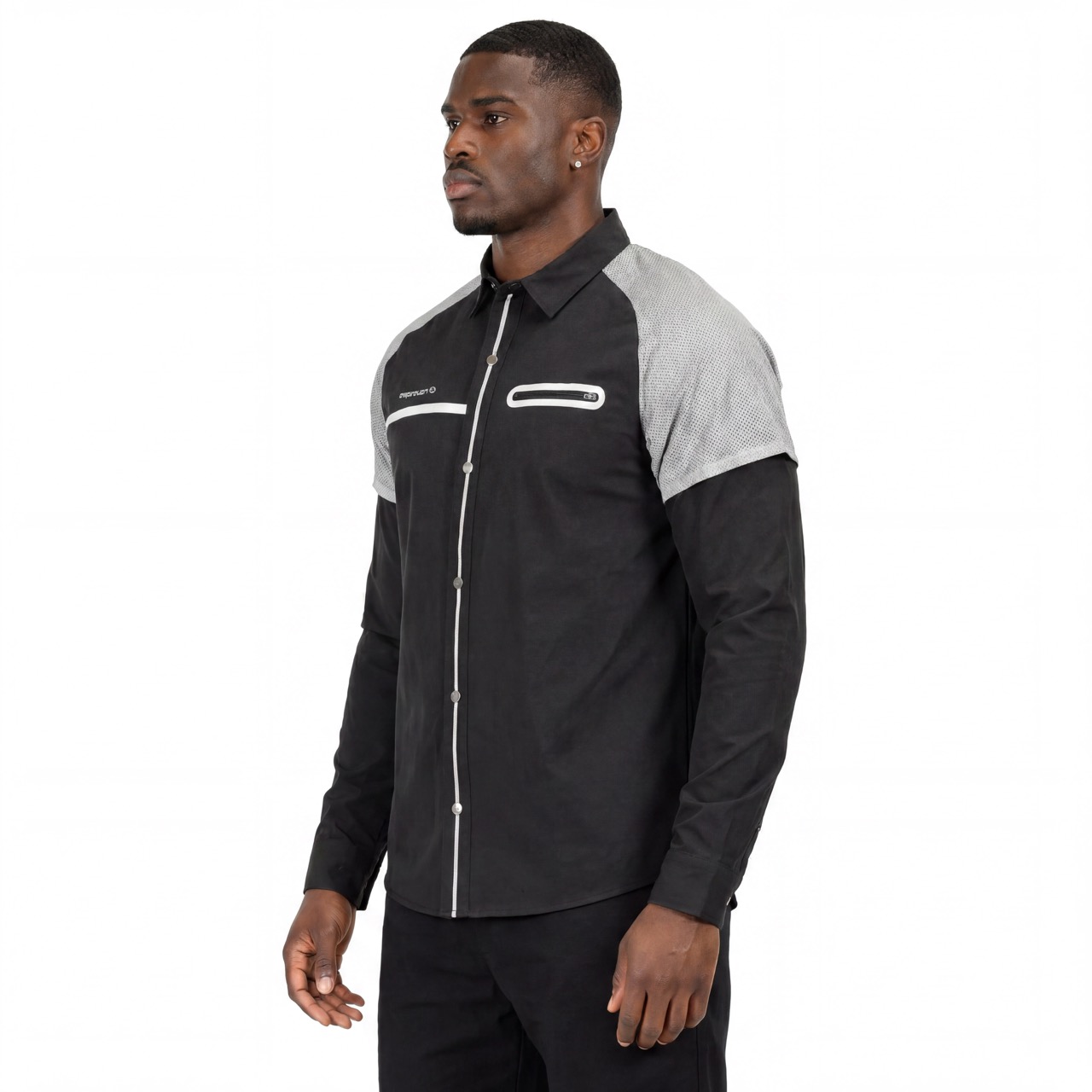 Camisas con ribetes reflectantes para hombre, senderismo nocturno, Camping, pesca, bolsillo sellado con cremallera, broches