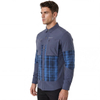 Camisas de senderismo con bolsillos de parche y cremallera con panel a cuadros para hombre