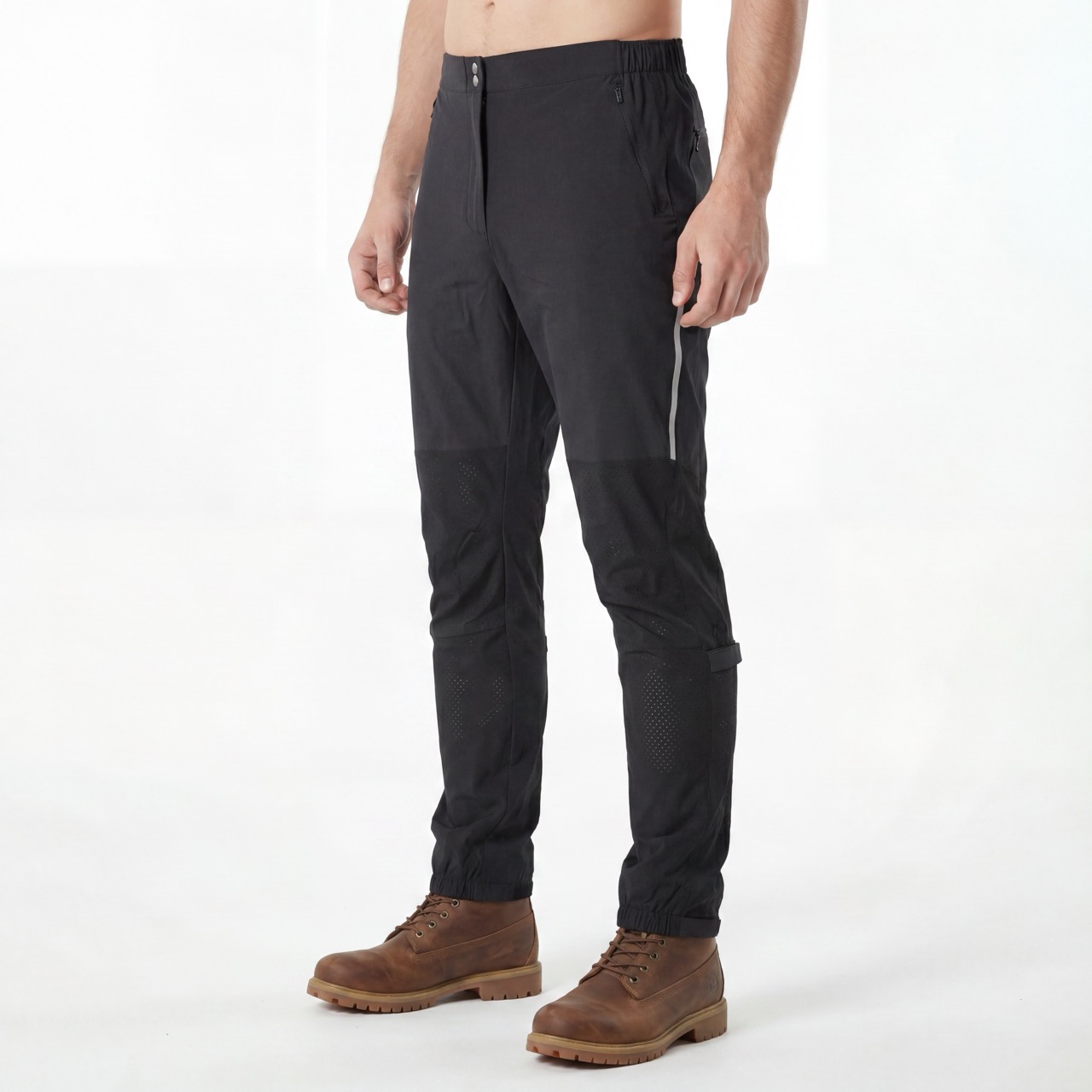 Pantalón activo transpirable con panel de malla ligero con agujeros láser para hombre