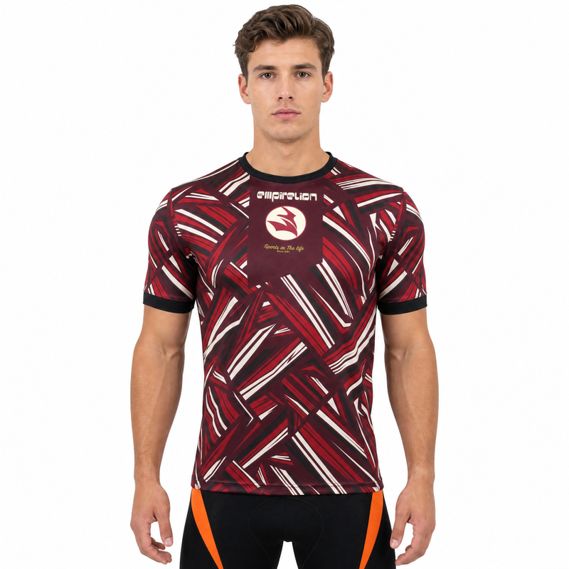 Camiseta deportiva con estampado completo y bloques de color para hombre