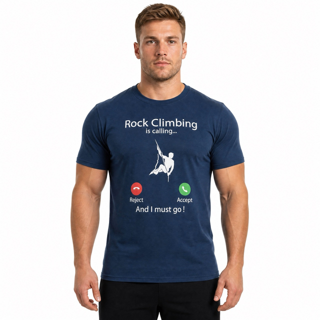 Camiseta de manga corta para escalada en roca para hombre