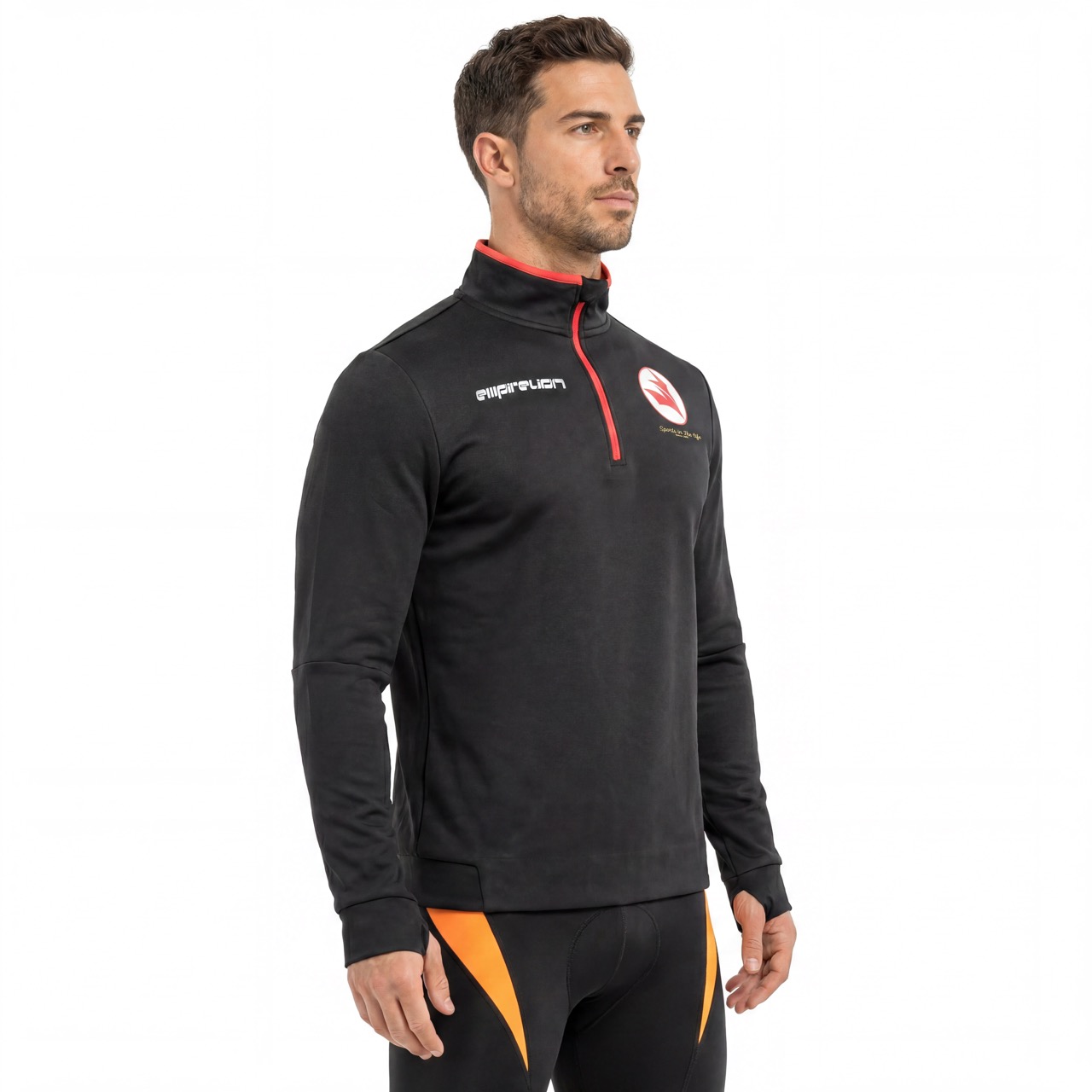 Tops tipo jersey deportivos con ribete de ribete y media cremallera para hombre