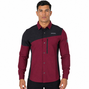 Camisas con bolsillo con cremallera y bloques de color para senderismo, senderismo y acampada para hombre