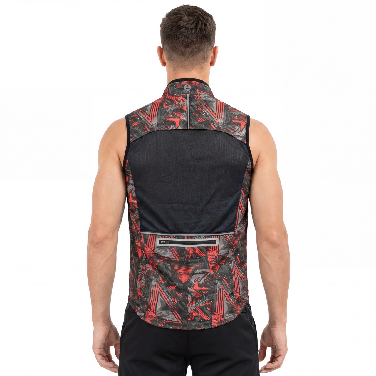 Chaleco cortavientos resistente al agua con estampado integral para hombre