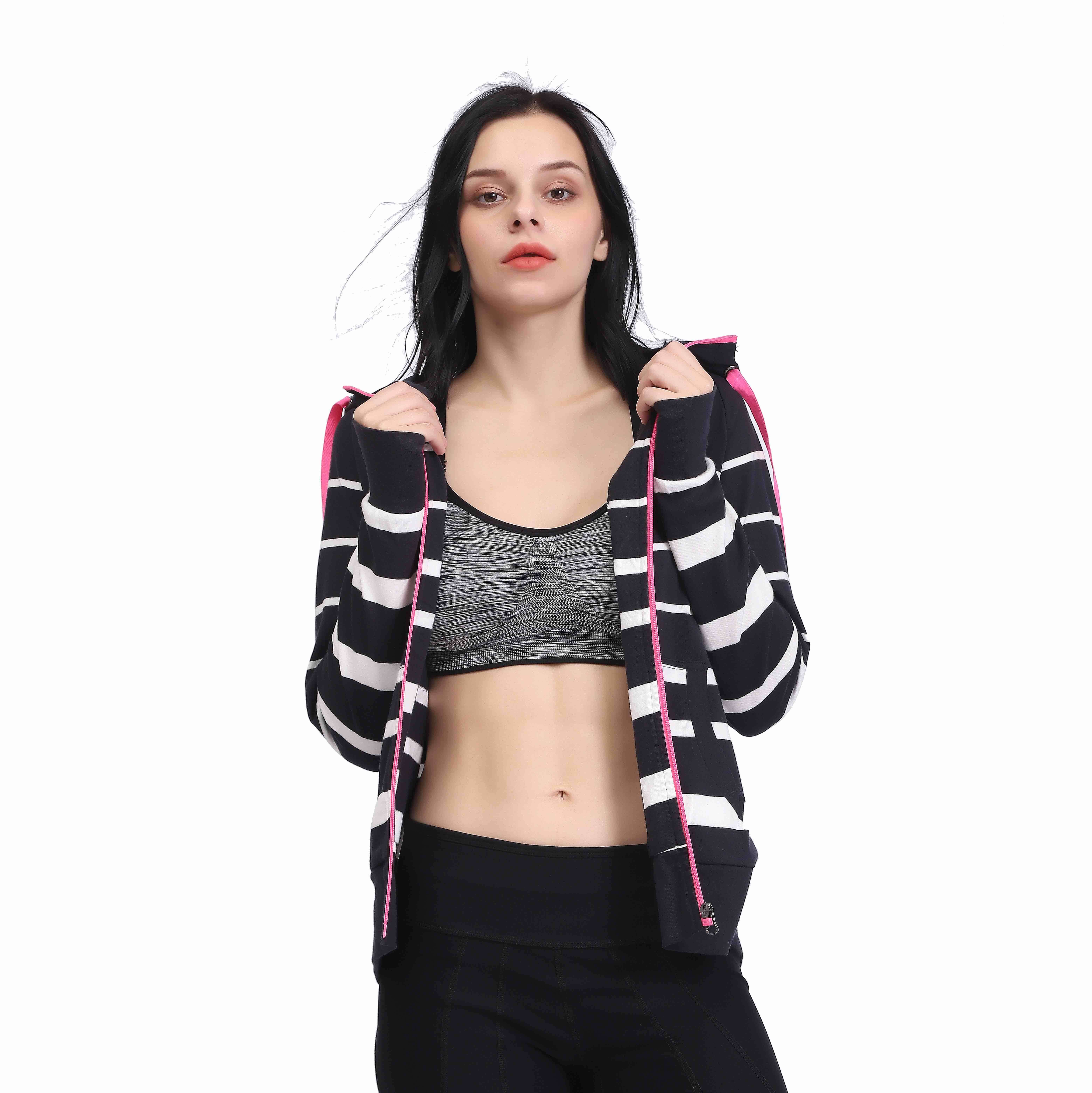 "Sudadera con capucha y cremallera ultrasuave para mujer Color Block Active"